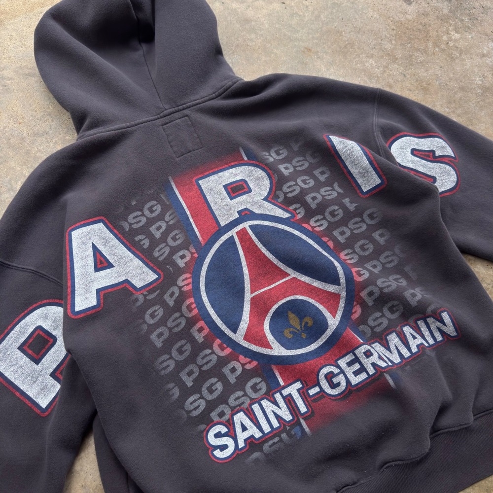 Vintage Y2K Jordan Paris Saint-Germain PSG Full Zip Hoodie Faded Black M (i3)